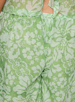 product Princess Polly Finesse Pants Green Floral Curve High Waisted Pants 