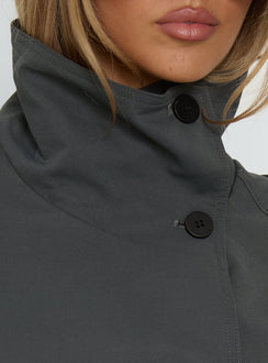 Blanc Cropped Trench Coat Olive