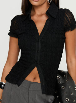 Melaniya Button Up Top Black