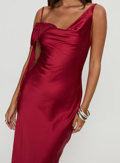 Silah Cowl Neck Maxi Dress Red