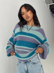 Mikko Sweater Blue Multi Princess Polly  Cropped 