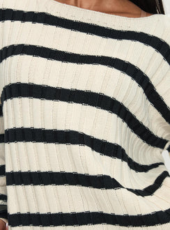 product Princess Polly Elenita Wide Neck Knit Sweater Black / White Long 
