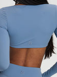 Set Point Active Square Neck Long Sleeve Top Blue