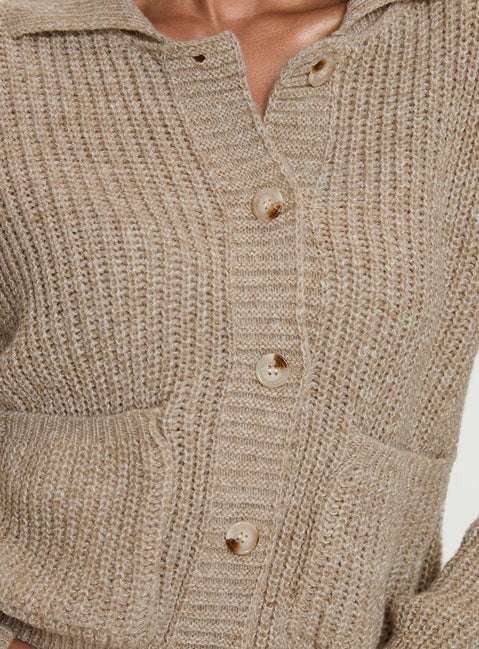 product Princess Polly Darcel Button Up Knit Cardigan Mocha 