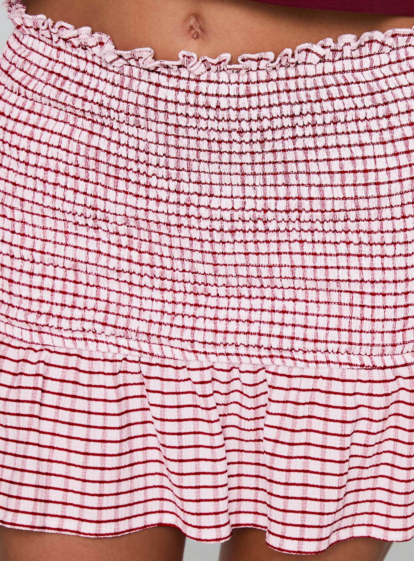 product Princess Polly Real Love Baby Shirred Mini Skirt Red White Check Mini Skirts 