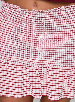 product Princess Polly Real Love Baby Shirred Mini Skirt Red White Check Mini Skirts 