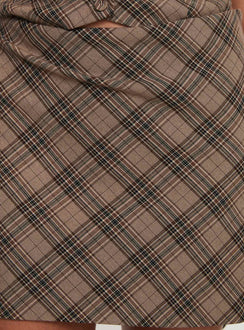 product Princess Polly Terrace Mini Skirt Brown Check Mini Skirts 