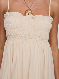 back view of model wearing Princess Polly Love All Around Maxi Dress Cream Square Neck 