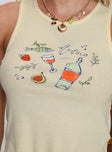 product Princess Polly Music In The Park Tank Top Cream Sleeveless Crew Neck 