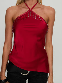 Rhody Bead Detail Arrowneck Top Wine