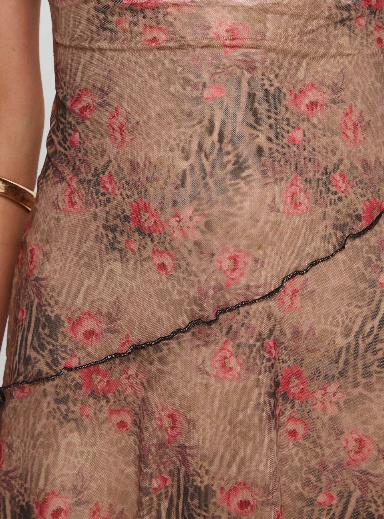 back view of model wearing Princess Polly Frilled To Be Here Mini Dress Multi Plunger 