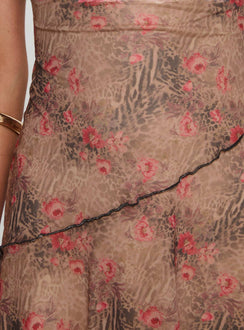 back view of model wearing Princess Polly Frilled To Be Here Mini Dress Multi Plunger 