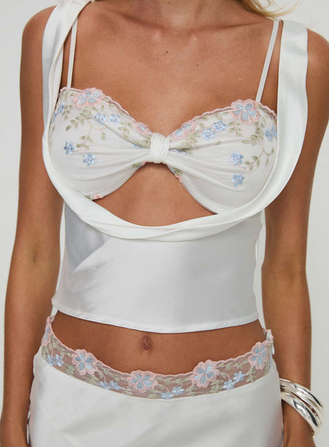 Matching set Silk material look, floral lace detail on bust & waistline, adjustable straps, cowl neckline, invisible zip fastening  Non-stretch material, fully lined  Cold gentle machine wash 