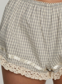 Rhubarb Lace Shorts Beige / Grey Check