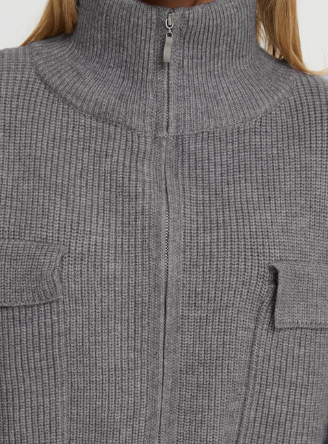 product Princess Polly Too Busy Zip Up Sweater Grey Cropped 