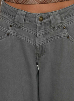 West Side Mid Rise Wide Leg Jeans Grey Wash