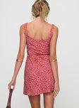 back view of model wearing Princess Polly Radiatori Mini Dress Floral Square Neck 