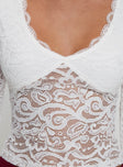 product Princess Polly Honeymoon Lace Top White Full Sleeves V-Neck 