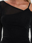 product Princess Polly Amarante Top Black Full Sleeves Asymmetric Neckline 