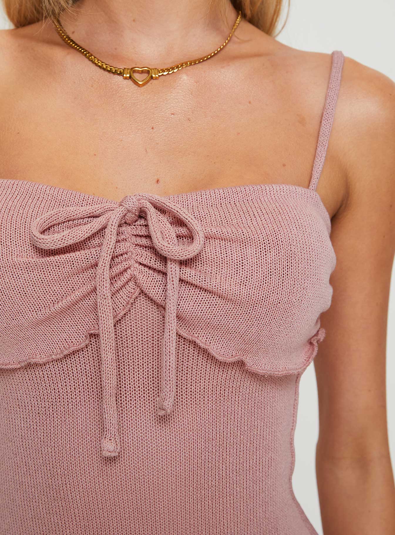 back view of model wearing Princess Polly Cipher Mini Dress Pink Square Neck 