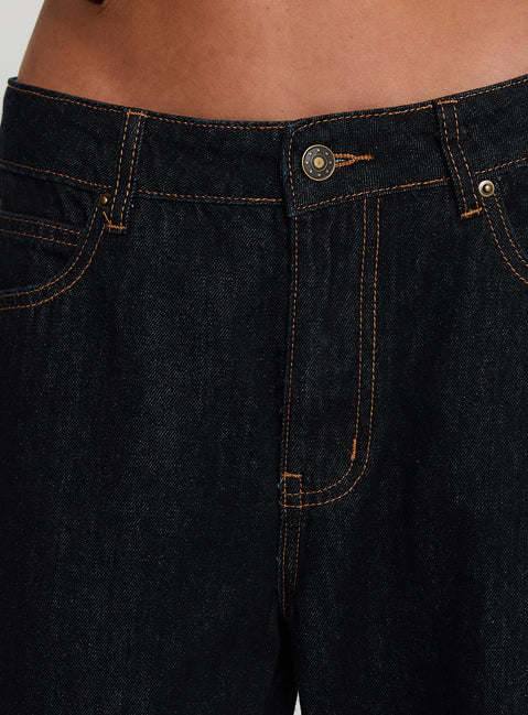 product Princess Polly Top Model Cuffed Jean Dark Denim Mid Rise 