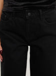 front view of model wearing Princess Polly Jankins Baggy Jeans Black High Waisted 