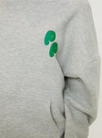 Princess Polly Hooded Sweatshirt Bubble Text Grey Marle / Green