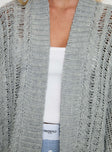 Cable knit cardigan, drop shoulder Good stretch, unlined Princess Polly Lower Impact 
