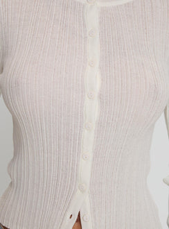 back view of model wearing Princess Polly Cowrie Long Sleeve Button Up Top White Full Sleeves Crew Neck 