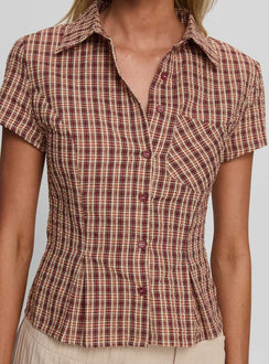 Alma Mater Top Red Check