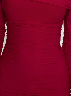 product Princess Polly Taylon Off The Shoulder Mini Dress Red Straight Neck 