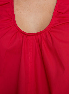 Eberta Ruched Baby Doll Mini Dress Red