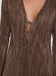 Malop Long Sleeve Mini Dress Chocolate Petite