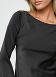 Lukea Long Sleeve Satin Mini Dress Black