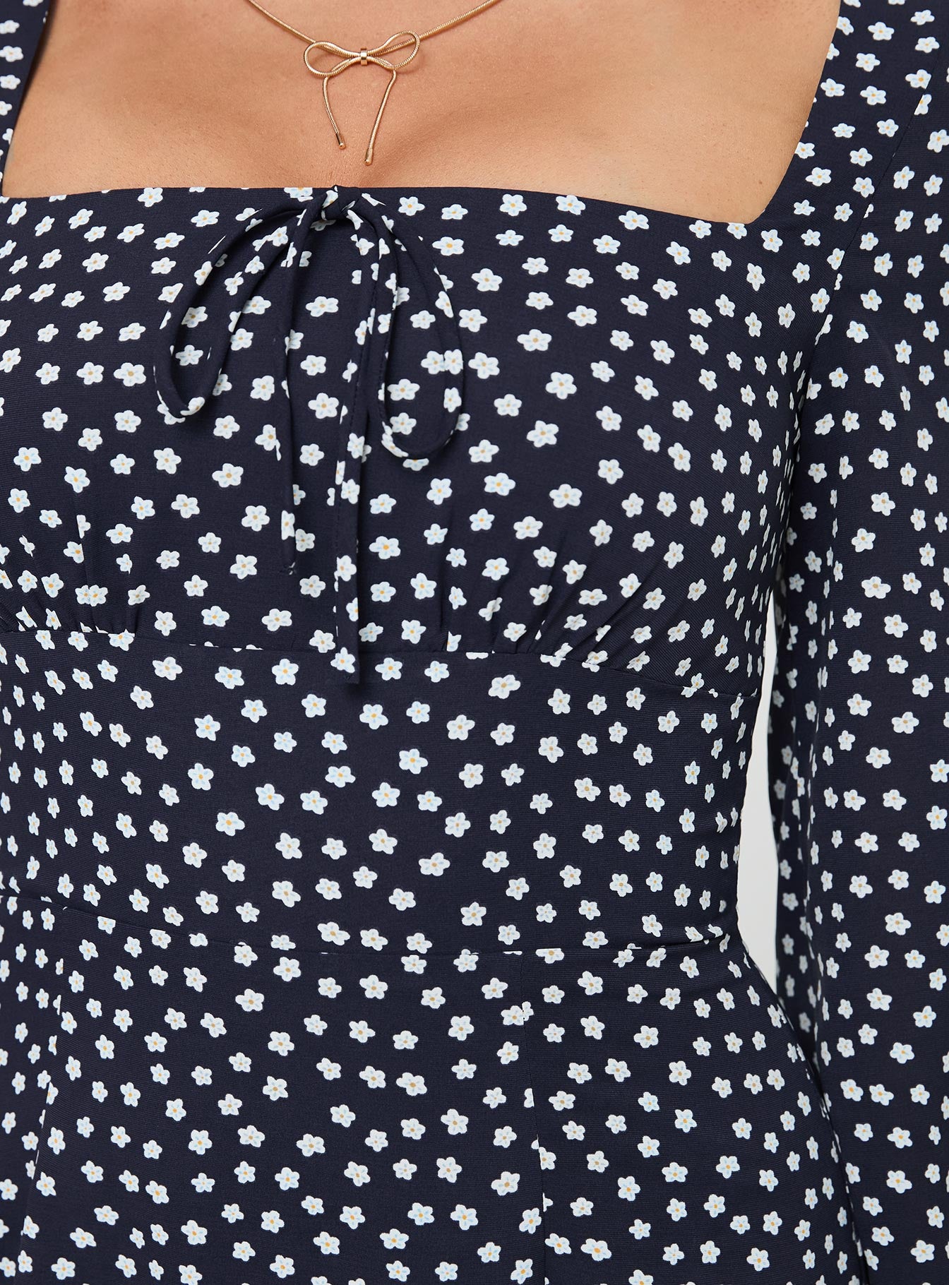 product Princess Polly Mirthful Long Sleeve Mini Dress Navy Square Neck 