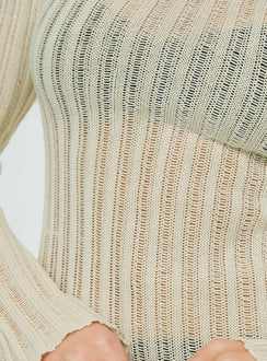 product Princess Polly Primmie Long Sleeve Mini Dress Cream Crew Neck 