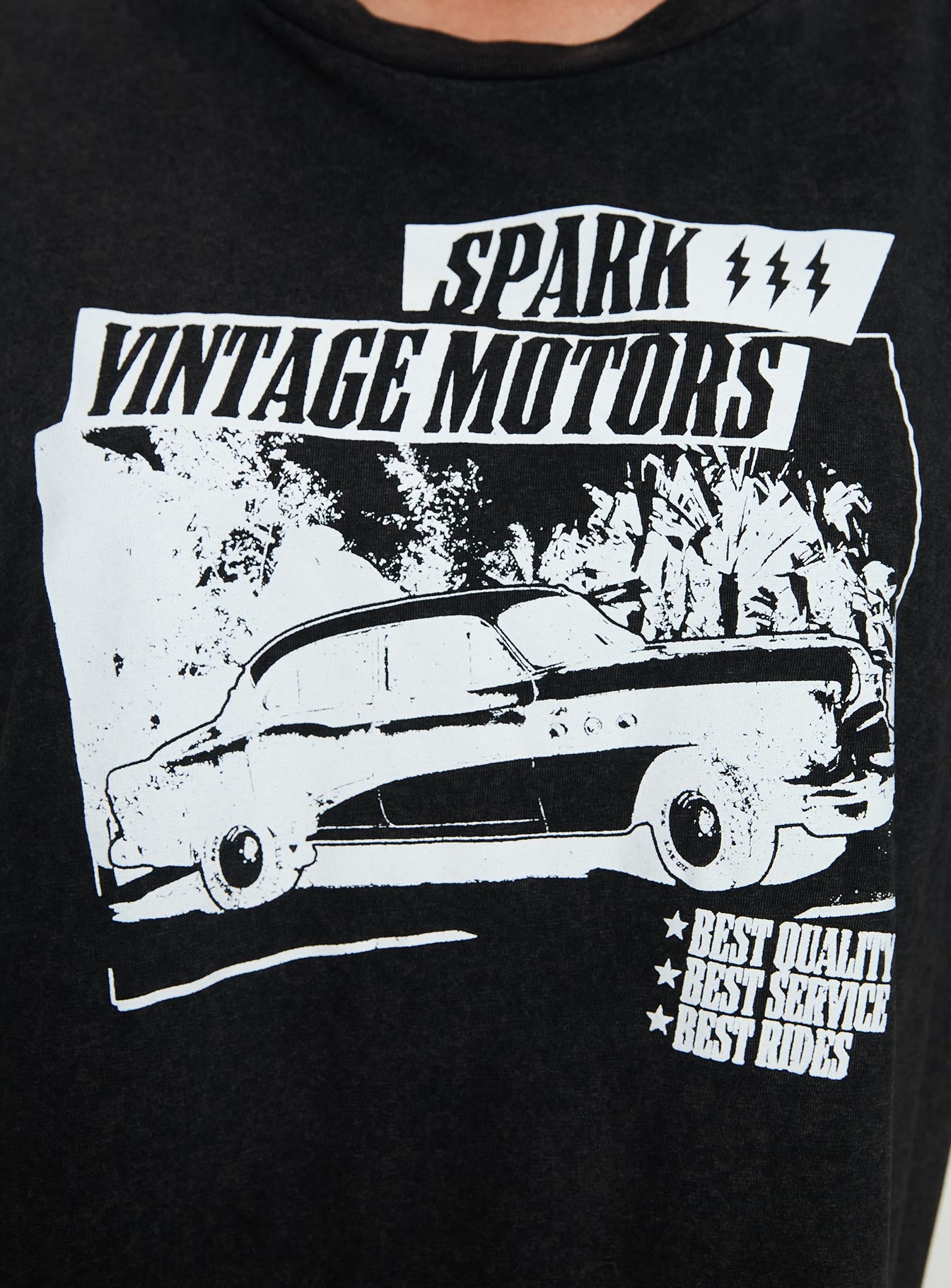 product Princess Polly Electric Vintage Oversized Tee Black Half Sleeves Half Sleeves Crew Neck Crew Neck 