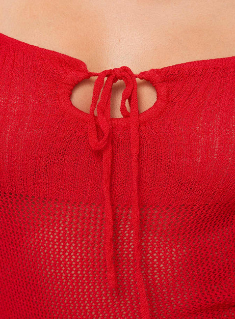 product Princess Polly Tyren Top Red Full Sleeves Square Neck 