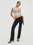 Front view of model wearing  front Princess Polly High Waisted Pants  Power To Her Pants Black