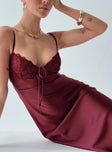 Princess Polly Sweetheart Neckline  Fadyen Bias Cut Maxi Dress Burgundy