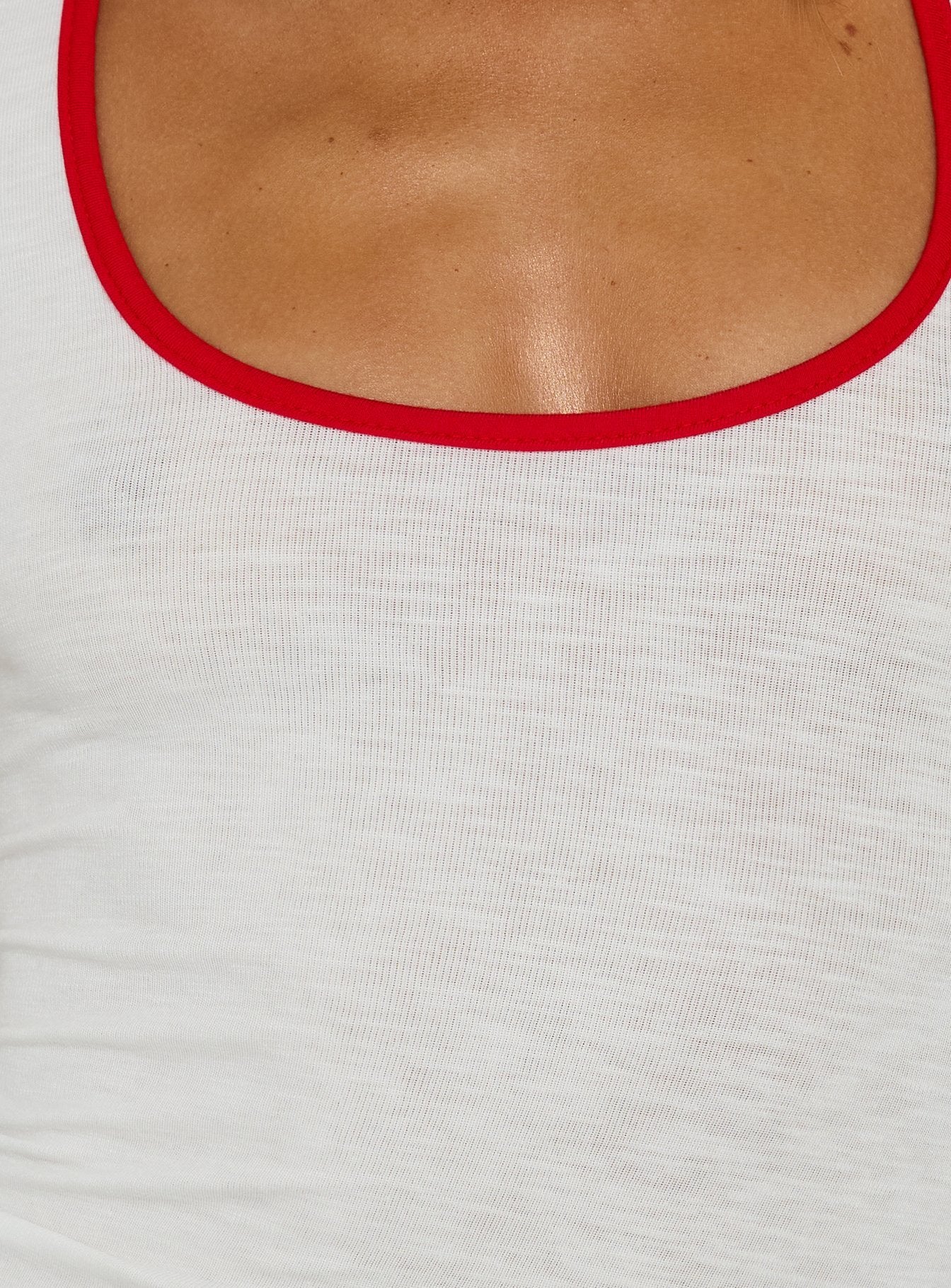 Sugar Talking Kontrast Halter Top Weiß / Rot