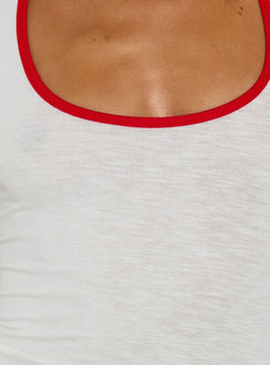 Sugar Talking Kontrast Halter Top Weiß / Rot