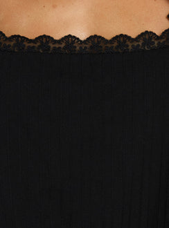Alanah Lace Trim Top Black