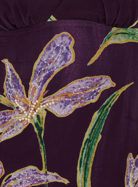 Isakaia Perlen-Minikleid Lila Blumenmuster