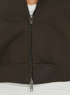 Featuring the Zellah Double Ended Zipper Hoodie Iron Grey womens-jumpers with oversized fit and short length front view of model wearing Princess Polly