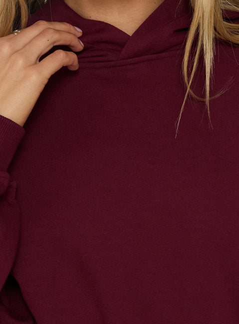 Mayse Bubble Hem Cropped Hoodie Cherry