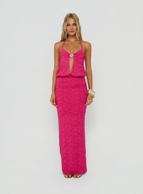 Sungold Halter Maxi Dress Gin Fizz