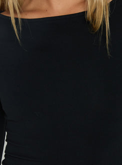 Daily Define Boatneck 3/4 Sleeve Top Black