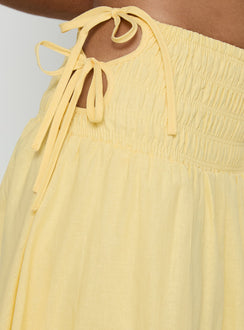 Vence Ruched Maxi Skirt Lemon Yellow