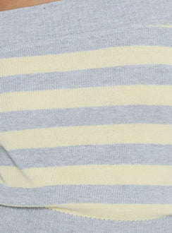 Perrey Long Sleeve Off Shoulder Top Knit Yellow / Grey Stripe